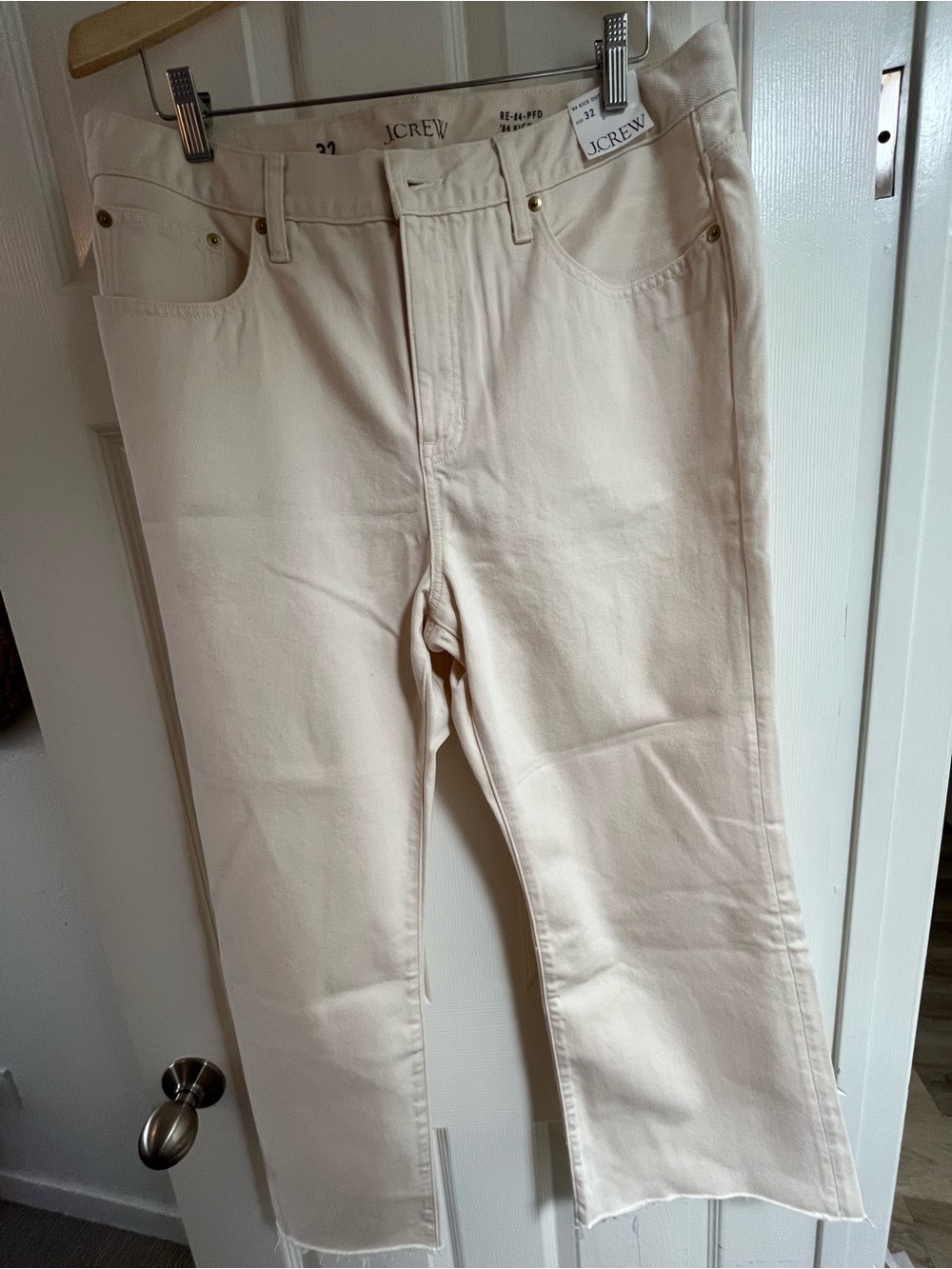 J. Crew Off-White Straight-Leg Jeans